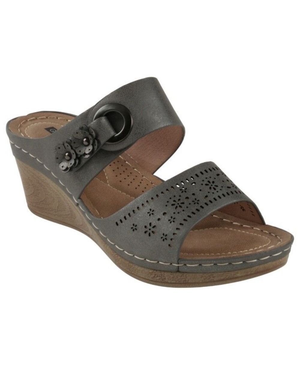 Good Choice Theresa Pewter Wedge Sandal Womens Size 6 194723080071